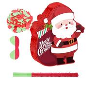 VANZACK Piñata du Père Noël 37 CM Rouge avec Grand Compartiment à Bonbons Jeu de Piñata à Casser pour Fête de Noël Décoration Festive Suspendue pour Réunion Familiale et Activités