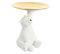 VANZACK Plateau à Clés Décoratif en Résine Ours Polaire, Ornement Intérieur Élégant pour Rangement Bureau et Porche, Accessoire Pratique en Acier Inoxydable, Décoration Maison Moderne