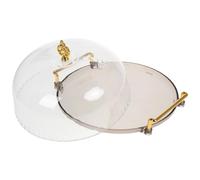 VANZACK Plateau à Gâteaux Transparent avec Couvercle Assiette de Service pour Desserts et Fruits Plateau Plastique avec Cloche Protection et Présentation Élégante pour Buffet et Fête