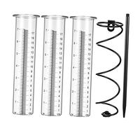 VANZACK Pluviomètre Verre pour Extérieur avec Support Spirale Métallique Et Tubes De Remplacement pour Jardin