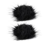 VANZACK Pompons Décoratifs en Fourrure Synthétique Noire 8-9 Cm pour Chaussures et Chapeaux, Accessoires Textiles Parure Féminine, Lot de 2 Boules Décoratives Polyvalentes