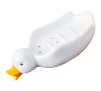 VANZACK Porte-savonnette en Céramique Forme Canard Mignon Auto-drainant, Récipient Égouttoir à Savonnette Décoratif pour Salle de Bain Cuisine, Boîte à Savonnette Portable Bac