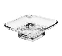 VANZACK Porte-savonnette Salle de Bain Transparent avec Égouttoir en Verre Rectangulaire, Support Mural Résistant, Cuisine et Hôtel,