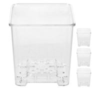 VANZACK Pots pour Orchidées Rétention d'eau Lot de 4 en Acrylique Transparent pour Optimiser la Culture, pour Jardin et Intérieur