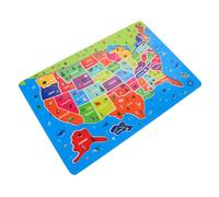 VANZACK Puzzle Éducatif 3D Carte des États-Unis pour Garçon et Filles Jeu Interactif en Bois Puzzle Géographique Anglais Développement Cognitif Activité Éducative Jouet Préscolaire 1 Pièce