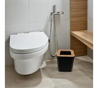 VANZACK Set Accessoires Salle de Bain Bambou Ensemble Complet avec Distributeur Savon Porte-Brosse à Dents et Boîte à Savon Design et Esthétique Moderne pour Maison et Hôtel