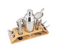 VANZACK Set de Acier Inoxydable pour Cocktail avec Support Kit Professionnel de Barman pour Maison et Bar Accessoires Complets pour Préparation de Boissons