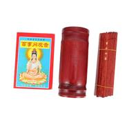 VANZACK Set de Divination Chinois avec Bâtonnets et Seau Jeu Interactif Portable Style Traditionnel Accessoire pour Maison Bureau Temple Lot Seau Bâtonnets Livret Rouge Profond