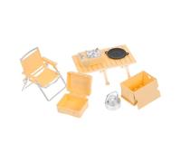 VANZACK Set de Jeu Extérieur pour Garçon Fille Mini Mobilier de Camping Table de Pique Réchaud Portatif Jaune Équipement Réaliste pour Jeu Imagination et Activités Éducatives