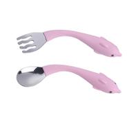 VANZACK Set Repas Garçon Fille Couverts Inox avec Manches Antidérapants Cuillère et Fourchette Ergonomiques pour Apprentissage et Auto Alimentation Garçon Fille