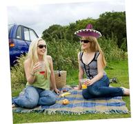 VANZACK Sombrero Mexicain Paille avec Pompons Chapeau de Fête et Respirant pour Adultes Accessoire Coloré pour et Thématiques