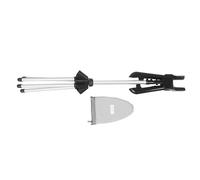 VANZACK Support de Défroisseur Pliable Noir en Alliage D'aluminium Hauteur Réglable, Stable au Sol, pour Repasser Vestes et Pantalons en Voyage