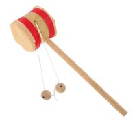 VANZACK Tambour à Main Bois pour Garçon Fille Tambour Rotatif Traditionnel Chinois Hochet et Cloche Musicale Éducatif pour Filles et Garçons Beige