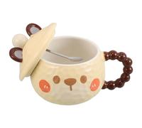 VANZACK Tasse Céramique avec Cuillère et Couvercle Mug Cartoon Unique pour Café et Thé Set Original pour Femmes Cadeau Anniversaire Kawaii Chien