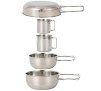 VANZACK Tasse en Acier Inoxydable, Ensemble de Vaisselle de Camping | Gamelle Scout Inox Garçon et Filles, Empilable, Fond Plat, Facile à Transporter, Argenté, Randonnée et Escalade