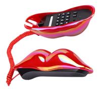 VANZACK Téléphone Fixe Filaire à Lèvres Rouges, Ornement de Table Créatif de Lèvres, Décoration Intérieure Vintage Rouge pour Bureau et Maison, Accessoire Décoratif Original