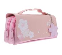 VANZACK Trousse à Papeterie Double Compartiment en Tissu Oxford, Grosse Capacité de Rangement pour Fournitures Scolaires, Fermeture Éclair Lisse, Ornement Amovible, pour Étudiants,