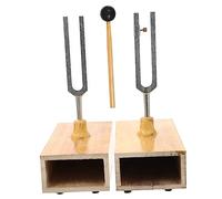 VANZACK Tuning Fork With Wooden Base Set For Physical Acoustic Experiments Durable Metal Fork And Hammer For Stable Testing And Relaxation