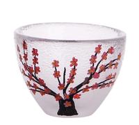 VANZACK Verre à Vin Japonais Vintage à Main Peint Coupe Saké Élégante Porcelaine Motifs Fleurs de Prunier Assortiment de Couleurs