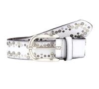 Vanzetti Ceinture à rivets en cuir 75 cm blanc