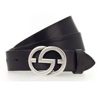 Vanzetti Ceinture noir en cuir pour femme - Full Leather Buckel Belt 211791 85 cm