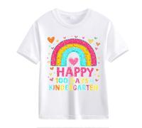 vaolkwsacz 100th Day of School Celebration for Girls and Boys Kids T-shirts Fun Colorful Numbers Beach T-shirt Fille, Blanc., 12-13 ans