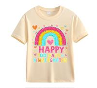 vaolkwsacz 100th Day of School Celebration for Girls and Boys Kids T-shirts Fun Colorful Numbers Beach T-shirt Fille, beige, 10-11Years