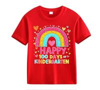 vaolkwsacz 100th Day of School Celebration for Girls and Boys Kids T-shirts Fun Colorful Numbers Beach T-shirt Fille, rouge, 10-11Years
