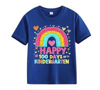 vaolkwsacz 100th Day of School Celebration for Girls and Boys Kids T-shirts Fun Colorful Numbers Beach T-shirt Fille, bleu foncé, 2-3 ans