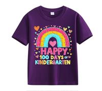 vaolkwsacz 100th Day of School Celebration for Girls and Boys Kids T-shirts Fun Colorful Numbers Beach T-shirt Fille, lilas, 12-13 ans