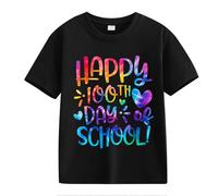 vaolkwsacz 100th Day of School Celebration for Girls and Boys Kids T-shirts Fun Colorful Numbers Black Shirt, Noir , 2-3 ans