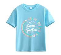 vaolkwsacz 100th Day of School Celebration for Girls and Boys Kids T-shirts Fun Colorful Numbers Filles Shirts 146, bleu ciel, 10-11Years