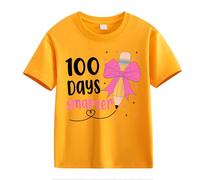 vaolkwsacz 100th Day of School Celebration for Girls and Boys Kids T-shirts Fun Colorful Numbers Filles Col T-shirt, Orange, 2-3 ans