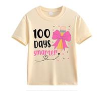 vaolkwsacz 100th Day of School Celebration for Girls and Boys Kids T-shirts Fun Colorful Numbers Filles Col T-shirt, beige, 10-11Years
