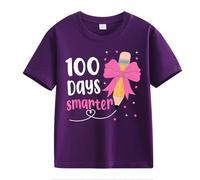 vaolkwsacz 100th Day of School Celebration for Girls and Boys Kids T-shirts Fun Colorful Numbers Filles Col T-shirt, lilas, 2-3 ans