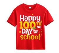 vaolkwsacz 100th Day of School Celebration for Girls and Boys Kids T-shirts Fun Colorful Numbers Filles Alien Shirt, rouge, 10-11Years