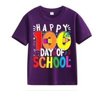 vaolkwsacz 100th Day of School Celebration for Girls and Boys Kids T-shirts Fun Colorful Numbers Meilleurs Amis T-shirt pour deux filles, lilas, 8-9 ans