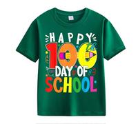 vaolkwsacz 100th Day of School Celebration for Girls and Boys Kids T-shirts Fun Colorful Numbers Meilleurs Amis T-shirt pour deux filles, vert, 4-5 ans