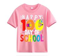 vaolkwsacz 100th Day of School Celebration for Girls and Boys Kids T-shirts Fun Colorful Numbers Meilleurs Amis T-shirt pour deux filles, Rose, 8-9 ans