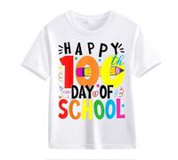 vaolkwsacz 100th Day of School Celebration for Girls and Boys Kids T-shirts Fun Colorful Numbers Meilleurs Amis T-shirt pour deux filles, Blanc., 6-7 ans