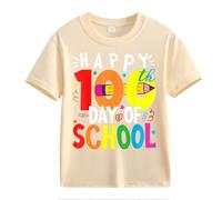 vaolkwsacz 100th Day of School Celebration for Girls and Boys Kids T-shirts Fun Colorful Numbers Meilleurs Amis T-shirt pour deux filles, beige, 12-13 ans