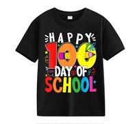 vaolkwsacz 100th Day of School Celebration for Girls and Boys Kids T-shirts Fun Colorful Numbers Meilleurs Amis T-shirt pour deux filles, Noir , 10-11Years
