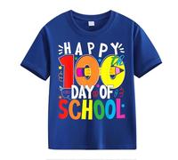vaolkwsacz 100th Day of School Celebration for Girls and Boys Kids T-shirts Fun Colorful Numbers Meilleurs Amis T-shirt pour deux filles, bleu foncé, 2-3 ans