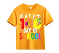 vaolkwsacz 100th Day of School Celebration for Girls and Boys Kids T-shirts Fun Colorful Numbers Meilleurs Amis T-shirt pour deux filles, Orange, 6-7 ans