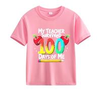 vaolkwsacz 100th Day of School Celebration for Girls and Boys Kids T-shirts Fun Colorful Numbers Princesse T-shirt Fille, Rose, 2-3 ans