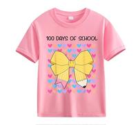 vaolkwsacz 100th Day of School Celebration for Girls and Boys Kids T-shirts Fun Colorful Numbers Shirt Filles S 140, Rose, 3-4 ans