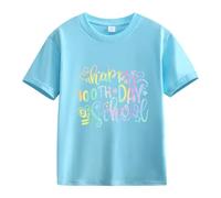 vaolkwsacz 100th Day of School Celebration for Girls and Boys Kids T-shirts Fun Colorful Numbers Shirt 92 Filles, bleu ciel, 2-3 ans