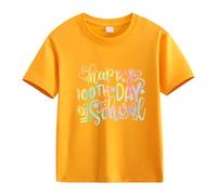 vaolkwsacz 100th Day of School Celebration for Girls and Boys Kids T-shirts Fun Colorful Numbers Shirt 92 Filles, Orange, 8-9 ans