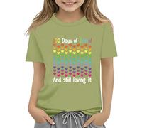 vaolkwsacz 100th Day of School Celebration for Girls and Boys Kids T-shirts Fun Colorful Numbers T-shirt Adolescents Filles Ventre, AG, 8-9 ans