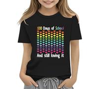 vaolkwsacz 100th Day of School Celebration for Girls and Boys Kids T-shirts Fun Colorful Numbers T-shirt Adolescents Filles Ventre, Noir , 8-9 ans